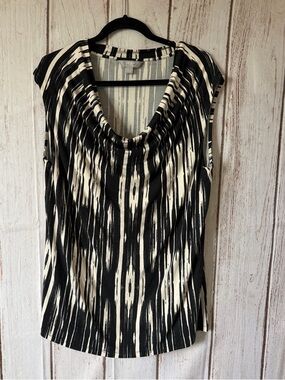 Jana Women's Black and White Abstract Printed Cowl Neck
Sleeveless Top Size XL